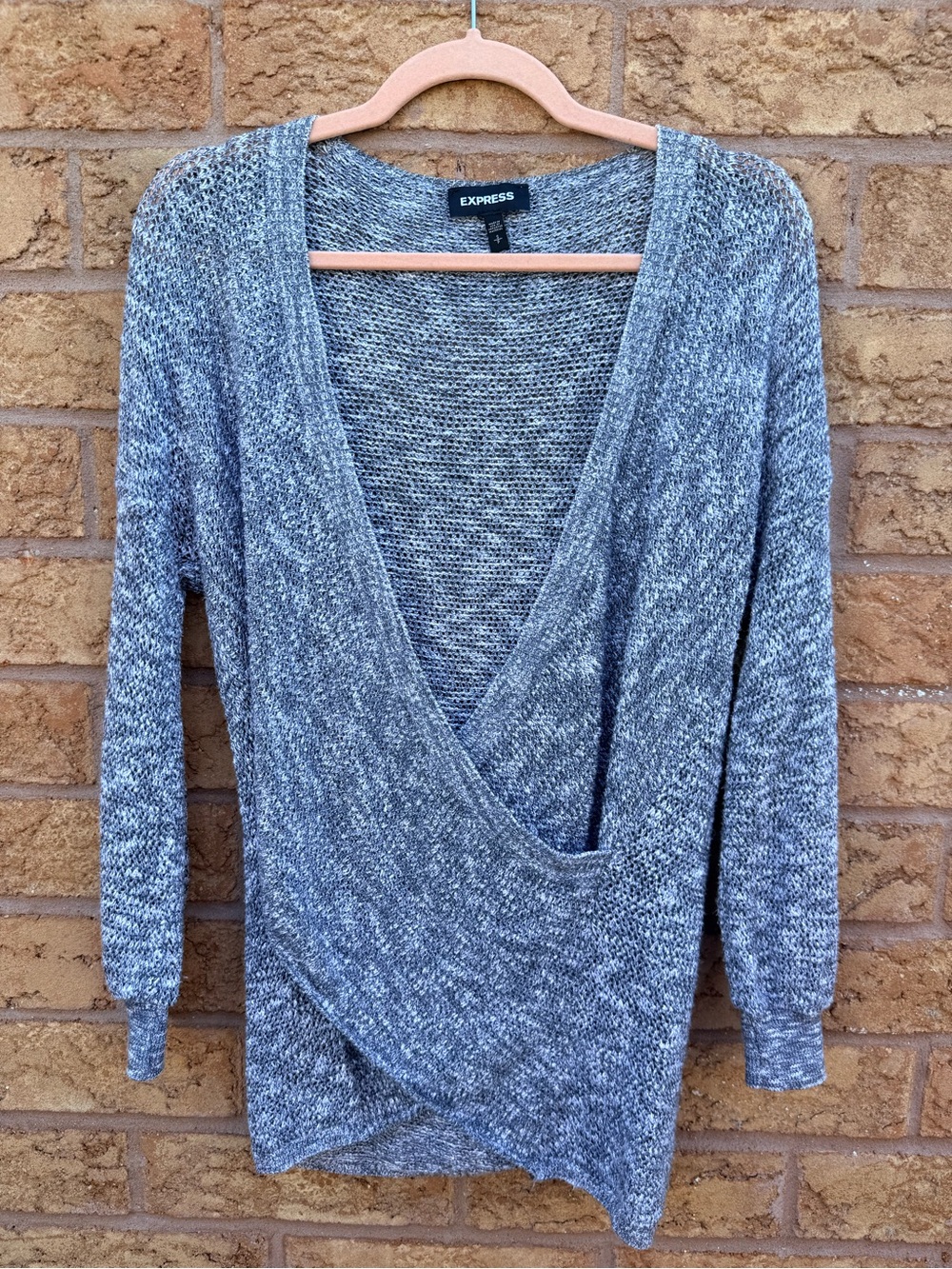 💫4/$25 • Express Gray Marled V-Neck Wrap Sweater